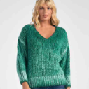 V Neck Chunky Green Sweater