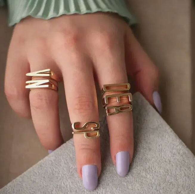 Alphabet rings gold online