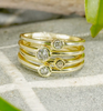 Set Of Four Gold CZ Ring Stack