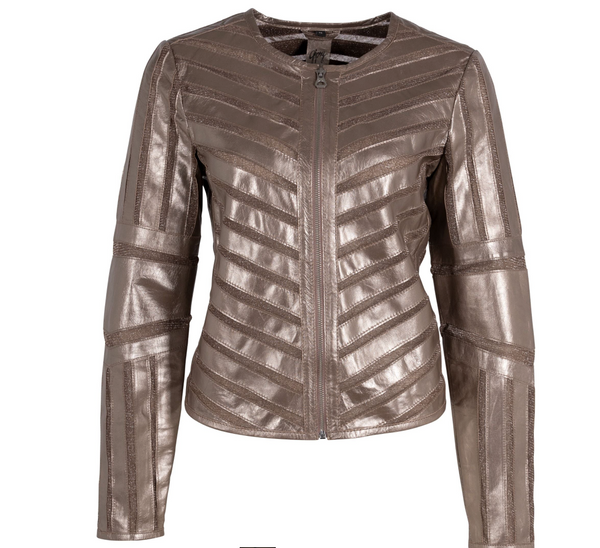 Yula Metallic Leather Jacket By Mauritius