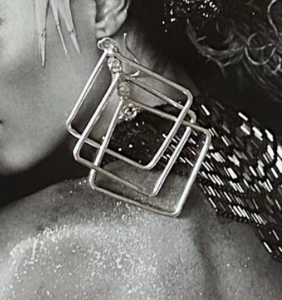 Silver-Plated Triple Square Drop Earrings