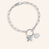 Butterfly And Pave Disc Paperclip Charm Bracelet
