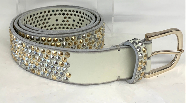 Silver and Gold Studded Leather Belt
