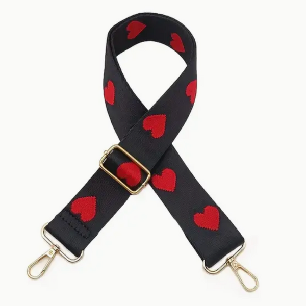 Black and Red Heart Guitar Strap