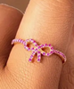 Sterling Silver Pink Cz Bow Ring