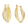Gold Crossover Oval Hoop Earrings