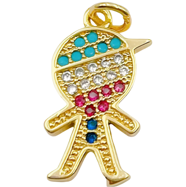 Multi-Color Pave Boy 5/8" Charm