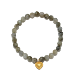 Labradorite Stretch OM or Heart Beaded Bracelets