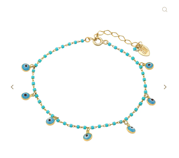 Multi Evil Eye Turquoise Dangle Bracelet