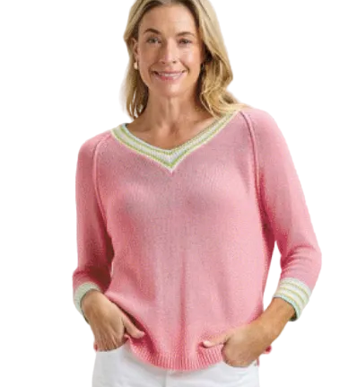 Zaket & Plover Lightweight Colorful V Neck Sweater