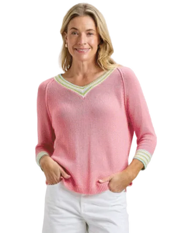 Zaket & Plover Lightweight Colorful V Neck Sweater