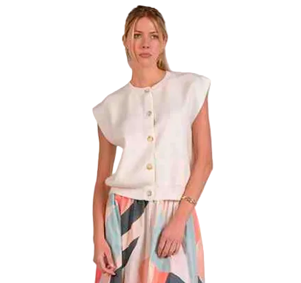 Elan Crewneck Sweater with Cap Sleeve