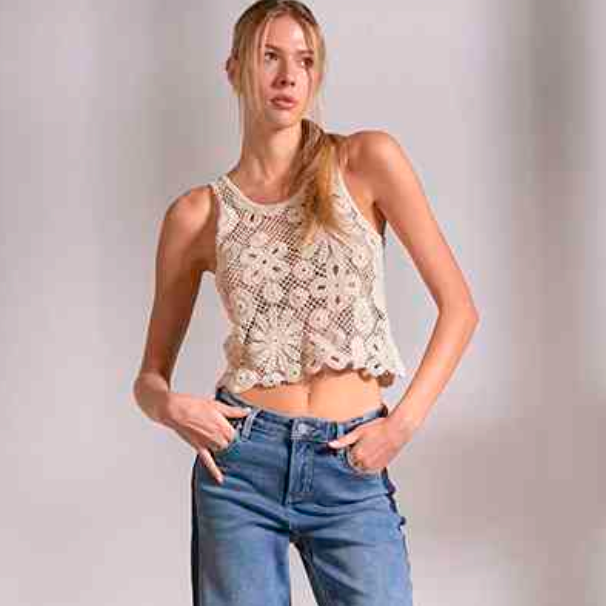 Elan Knit Tank Top In Natural