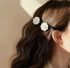 White Flower Barrette with Pearl