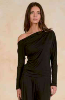 Elan Long Sleeve Black Top