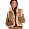 Beige/Winter White Reversible Faux Fur Vest