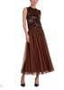 Elan Chocolate Sequins Sleeveless Top