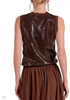 Elan Chocolate Sequins Sleeveless Top