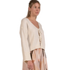 Off White Cardigan With Tie Front