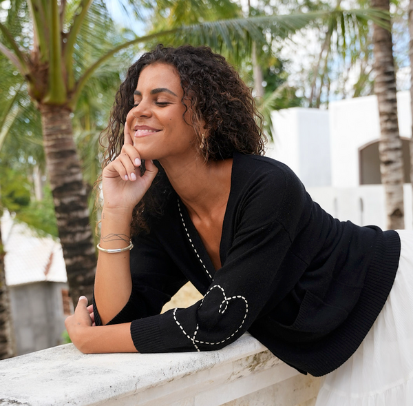 Zaket & Plover Heart Wide Sleeve Cardi