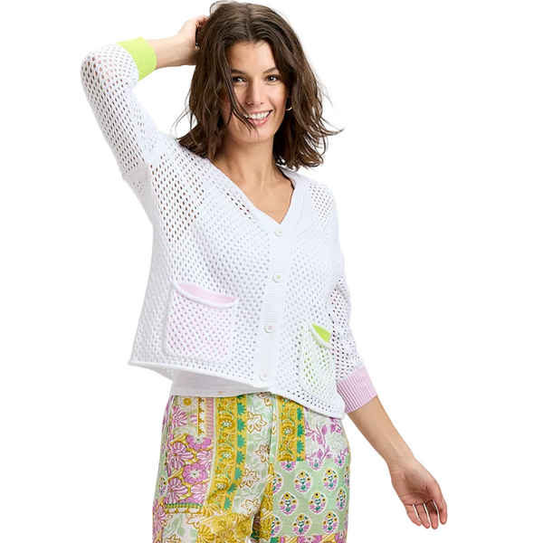 Zaket & Plover Holey Pocket Cardigan In White