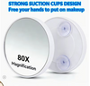 80X Magnification Makeup Mirror with Dual Suction Cups
