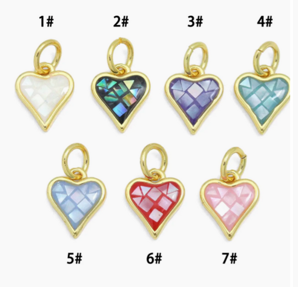 Colorful Gold Pearl Heart Pendant Charm