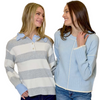 Light Blue Contrast-Stitch Knit Sweater