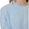 Light Blue Contrast-Stitch Knit Sweater