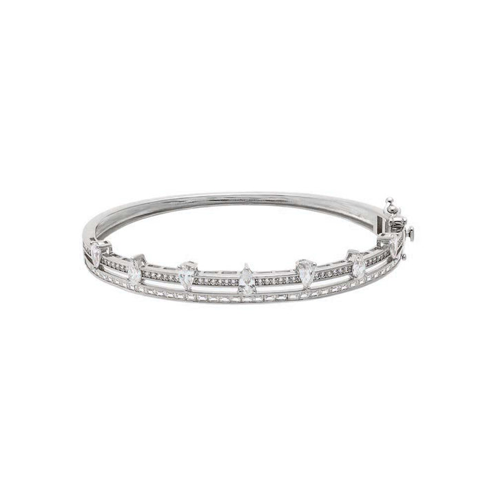 Double CZ Bangle with CZ Teardrops