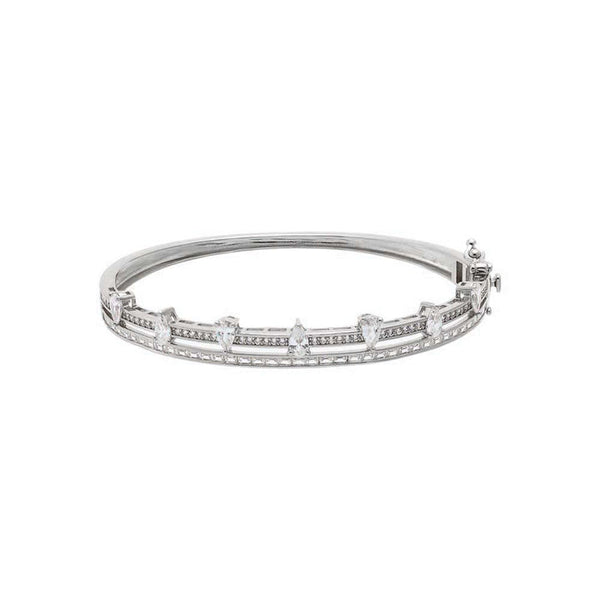 Double CZ Bangle with CZ Teardrops