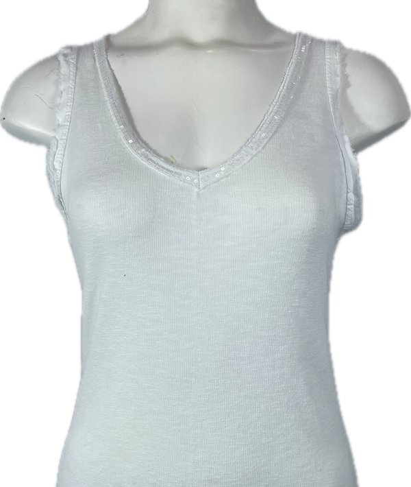 V-Neck Tank Top with Sequin Outline