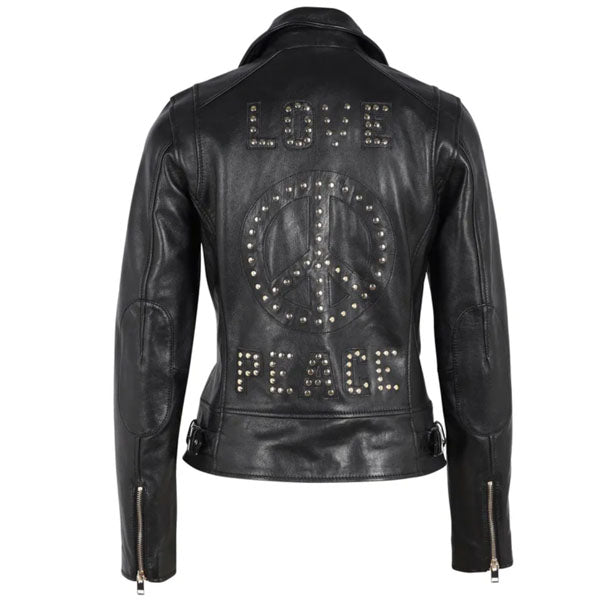 Love & Peace Studded Leather Jacket