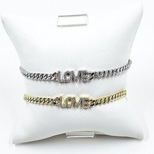CZ Love Cuban Chain Bracelet