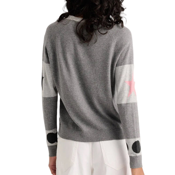 Zaket & Plover Colorblock Star Cardigan in Grey