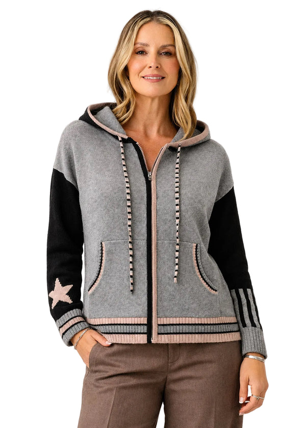 Zaket & Plover Zip Up Hoodie Sweater With Stars