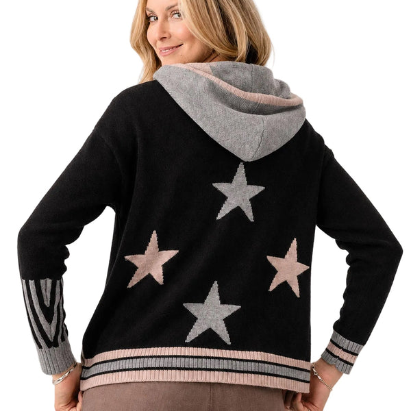 Zaket & Plover Zip Up Hoodie Sweater With Stars