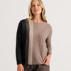 Zaket & Plover Color Block Sweater in Charcoal Herringbone and Taupe