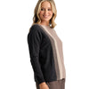 Zaket & Plover Color Block Sweater in Charcoal Herringbone and Taupe