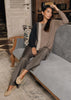 Zaket & Plover Color Block Sweater in Charcoal Herringbone and Taupe