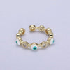 White, Teal, Blue, Black Round Evil Eye Enamel Clear Cz Stackable Ring