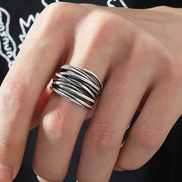 Adjustable Silver Stacked Wire Ring