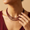 Three-Layer Beaded Choker Necklace