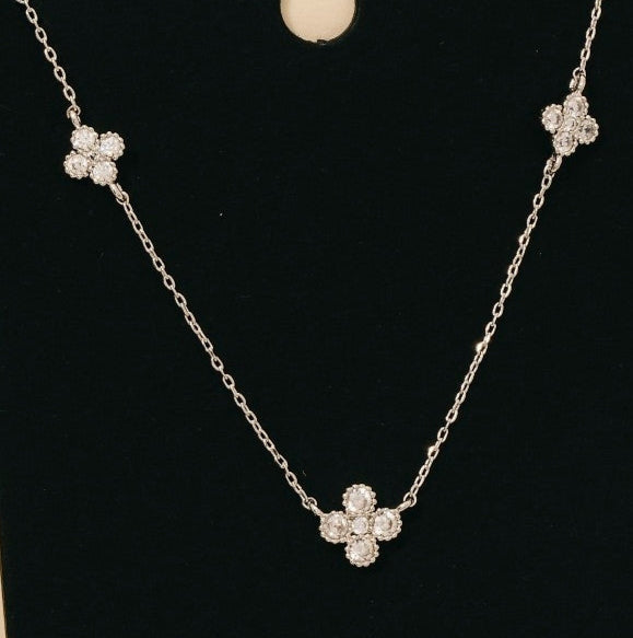 CZ Clover Charms Chain Necklace