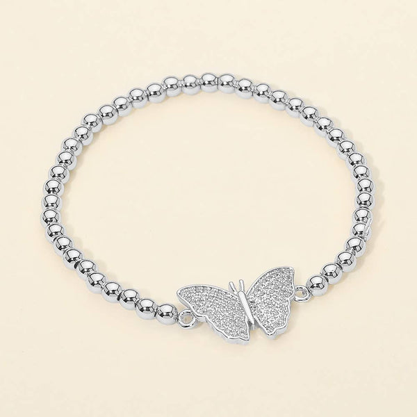 CZ Butterfly Stretch Beaded Bracelet