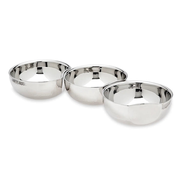Set of 3 Stainless Steel Hammered Connecting Bowls
