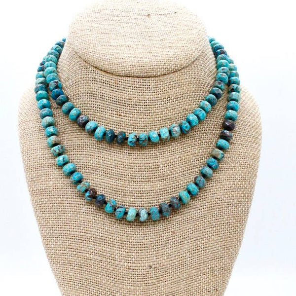 Hand-Knotted Long Ocean Jasper Beaded Necklace