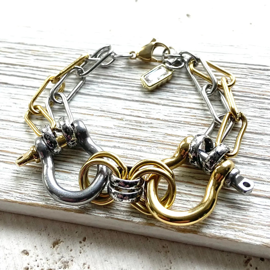 Mixed Metal Double Shackle Bracelet