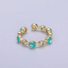 White, Teal, Blue, Black Round Evil Eye Enamel Clear Cz Stackable Ring