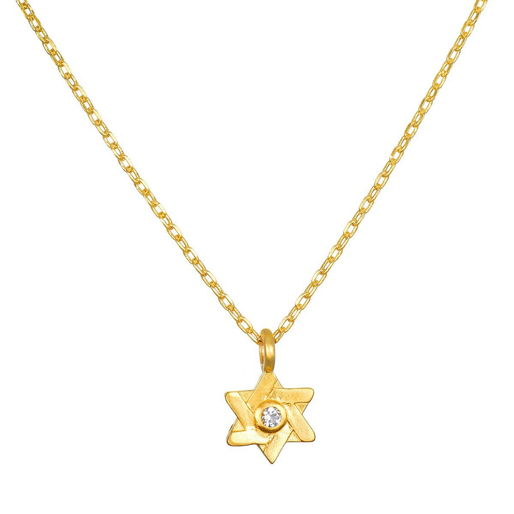 16" Guiding Faith White Topaz Star of David Necklace